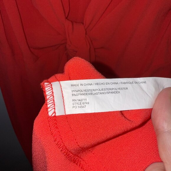 Eloquii Red Deep Coral Tie-Front Dress With Sleeves Size 18 - Picture 5 of 7